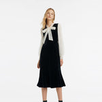 Lace Patchwork Velvet Women Midi Dress GOELIA