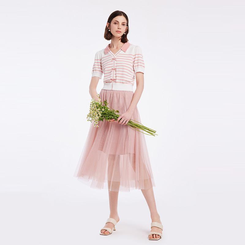 Two-Piece Set Knitted Cardigan And Tulle Skirt Test GOELIA