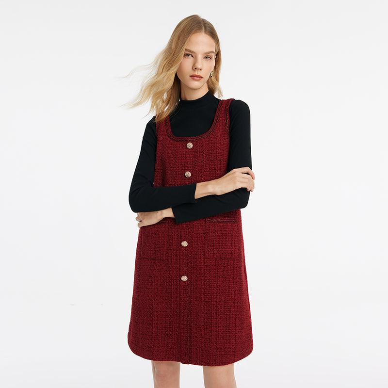 Color Woven Small Fragrance Suit (top+vest Skirt)