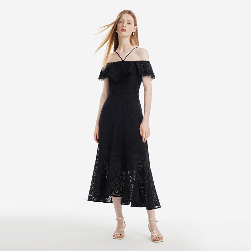 Hollow Lace Midi Dress GOELIA