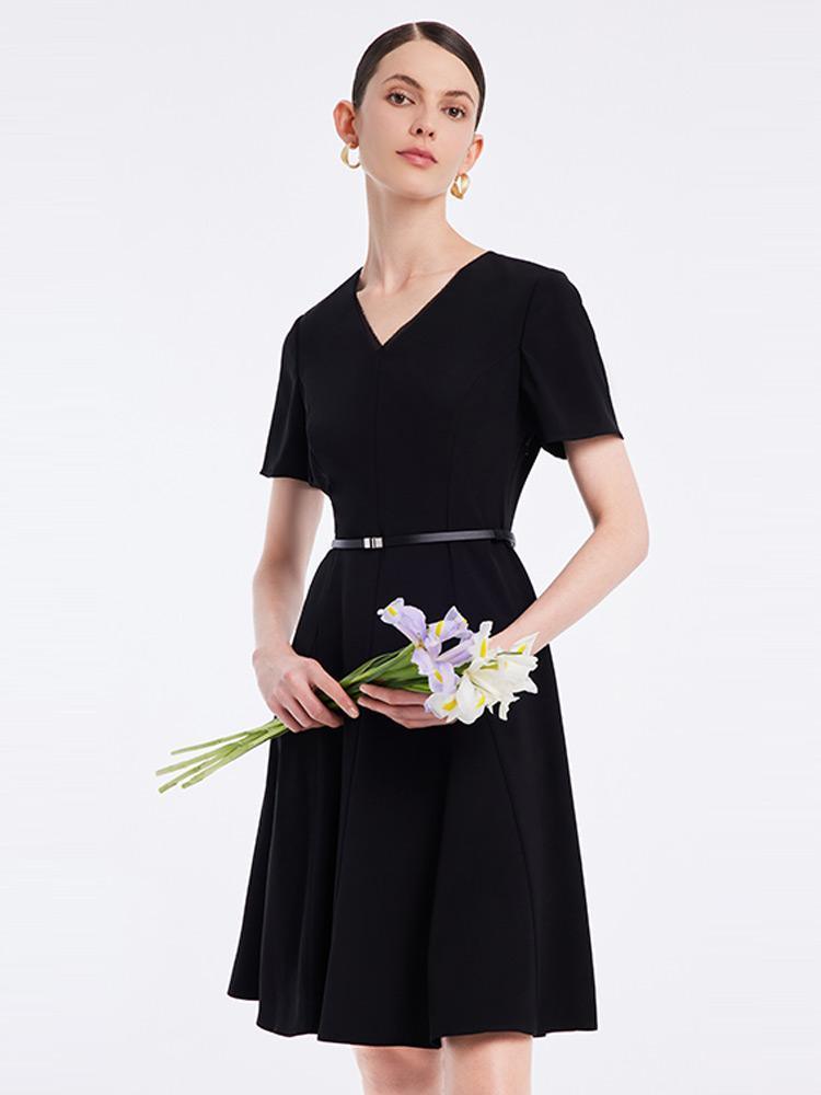 Triacetate Dress With Leather Belt GOELIA