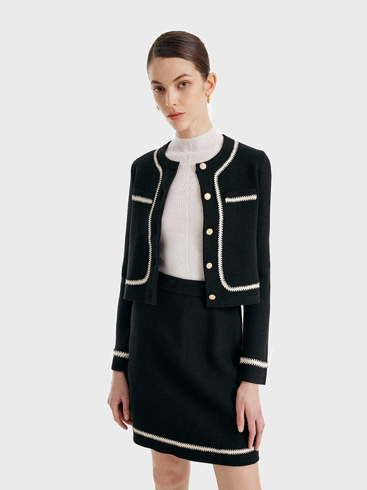 Knitted Tweed Jacket And Skirt Two-Piece Suit New GOELIA