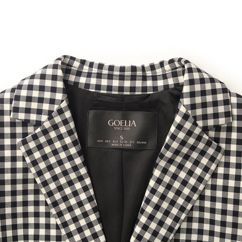 Black And White Checkered Short Suit Jacket GOELIA