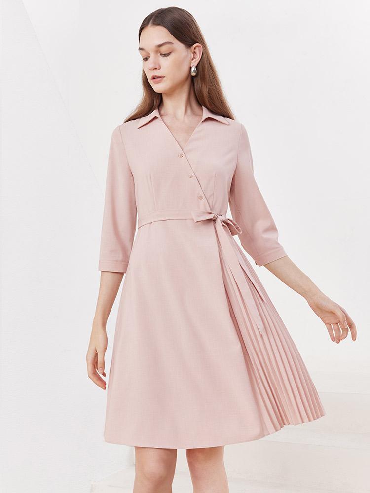 V-neck Double Layer Wrap Dress GOELIA