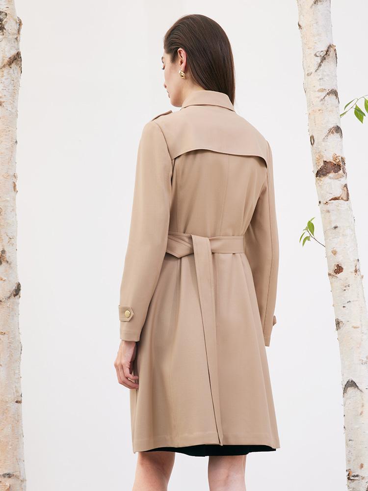 Worsted Wool Trench Coat With Belt GOELIA