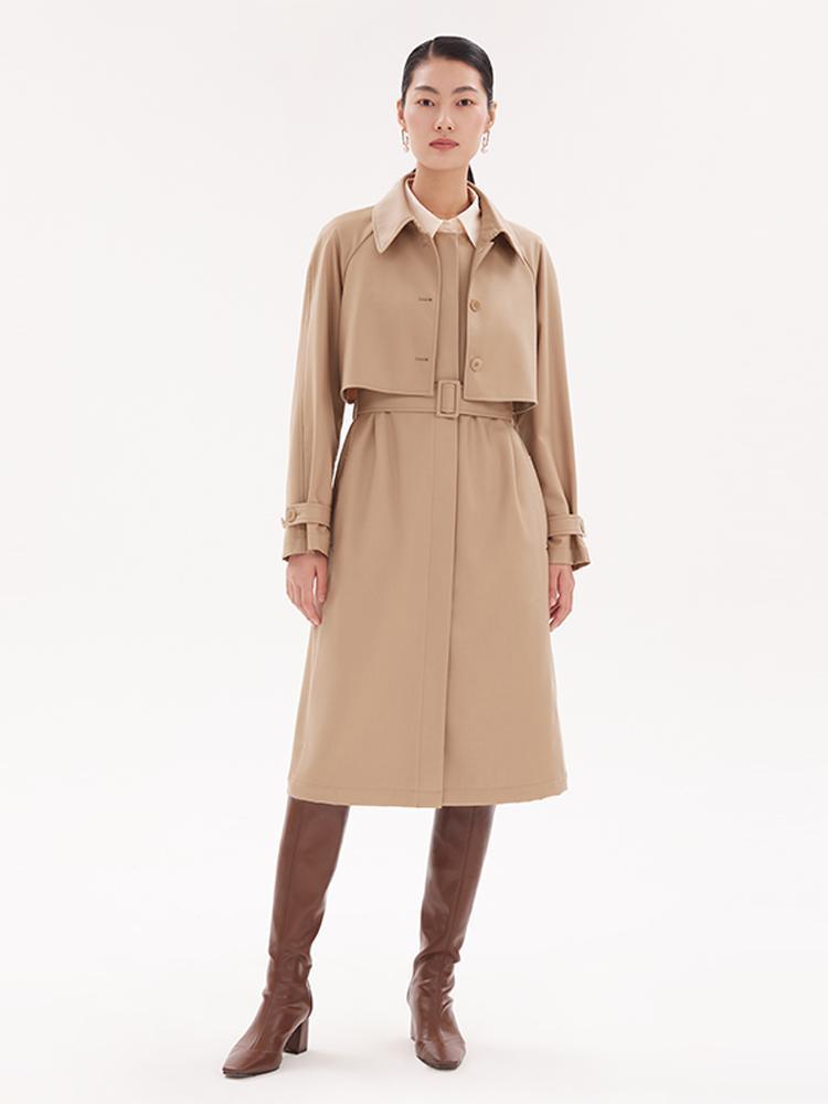 Worsted Wool Trench Coat (Jacket+Vest Dress) GOELIA