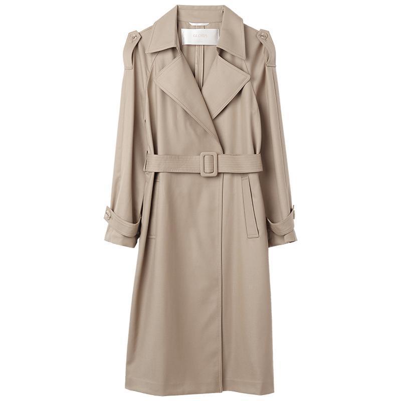 Worsted Wool Trench Double-Breasted Coat GOELIA