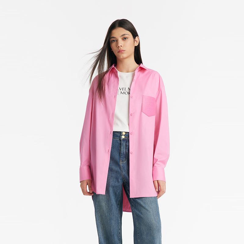 Pink Oversized Women Shirt Test GOELIA