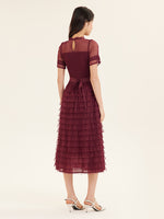 Short Sleeve Mesh Layered Dress Test Test GOELIA