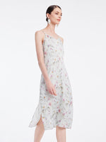 19 Momme Stretch Silk Floral Spaghetti Strap Dress GOELIA