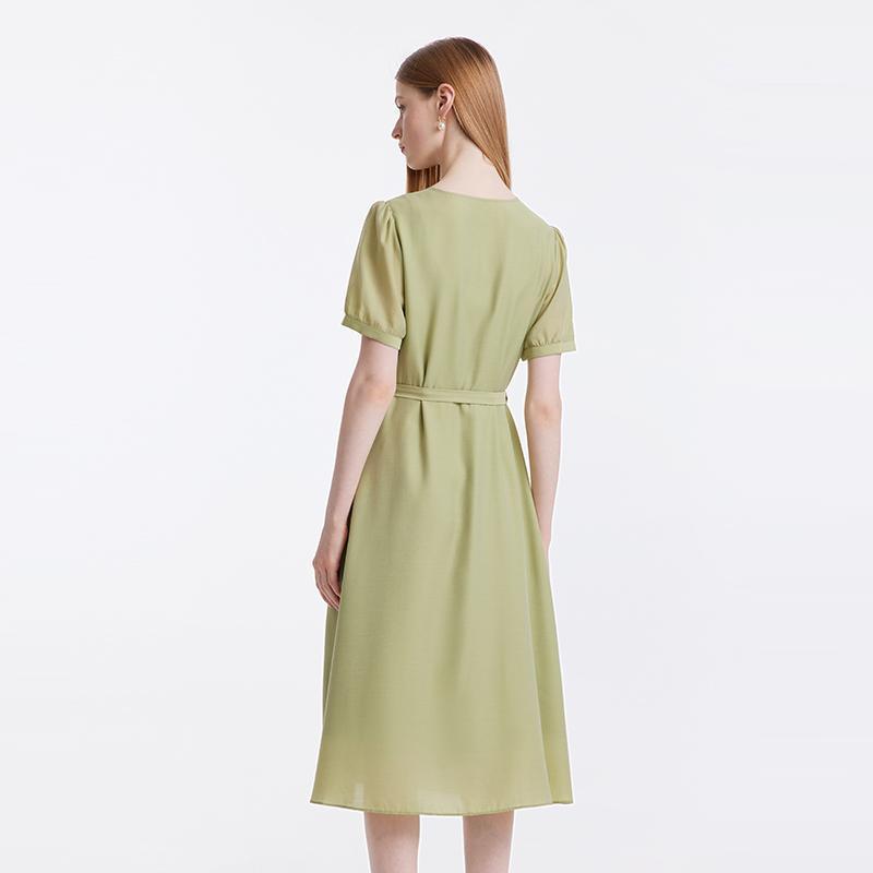 Diacetate Gathered Waist Dress GOELIA