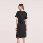 Split Gathered Waist Knitted Midi Dress GOELIA