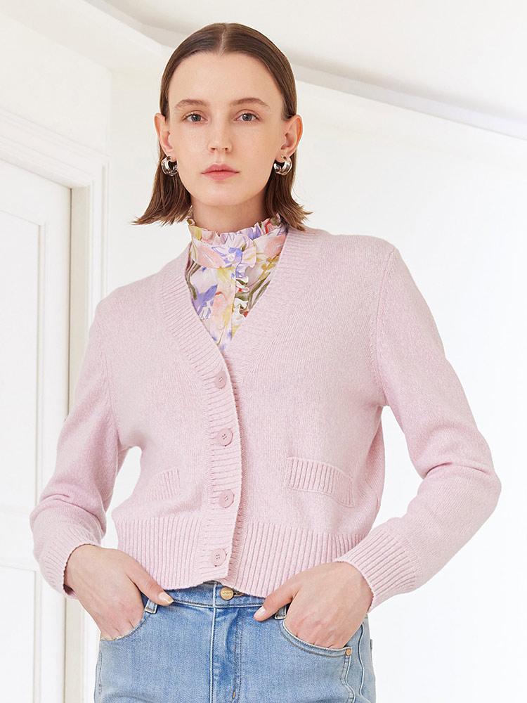 Pink Woolen Cardigan GOELIA