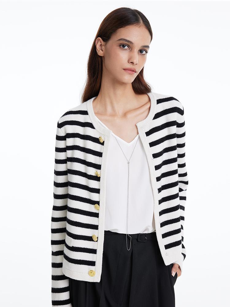 Button Up Wool Striped Cardigan GOELIA