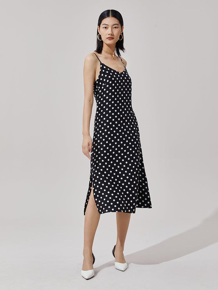 Silk Polka Dots Slip Dress GOELIA