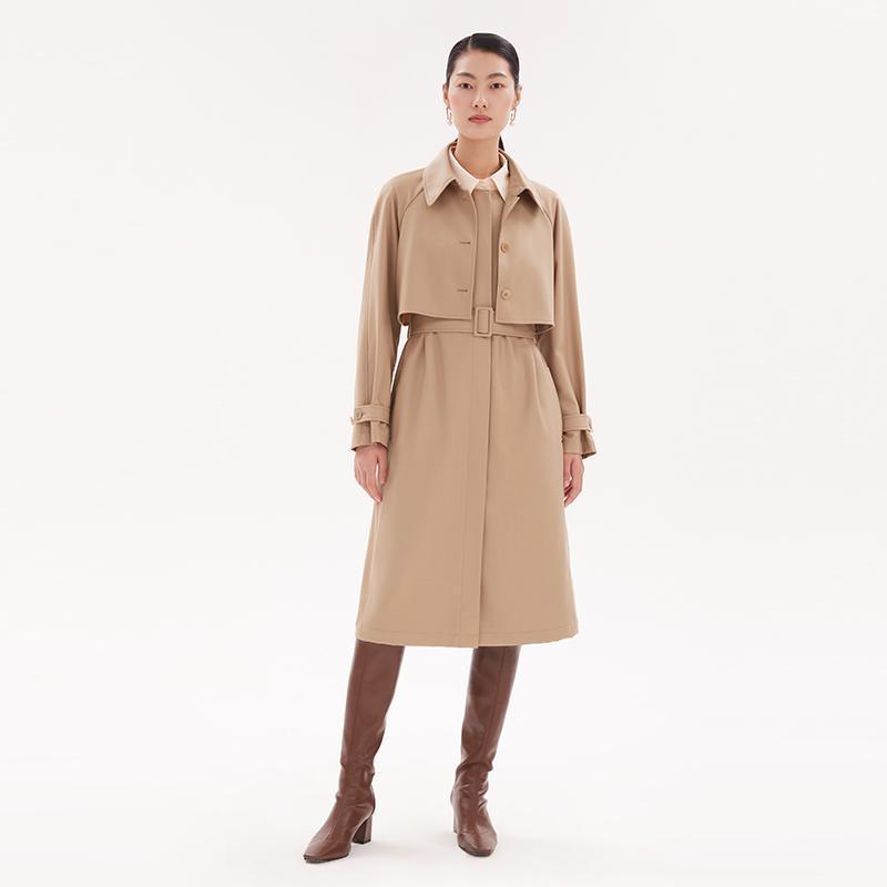 Worsted Wool Trench Coat (Jacket+Vest Dress) GOELIA