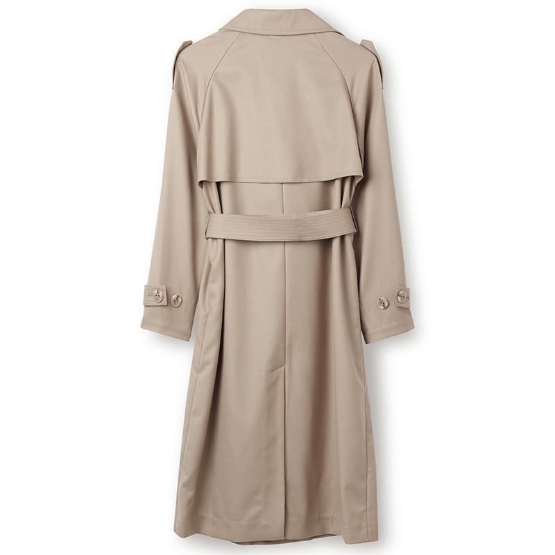 Worsted Wool Trench Double-Breasted Coat GOELIA