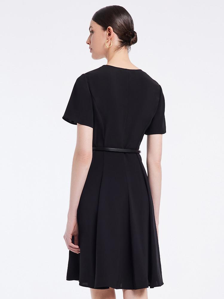 Triacetate Dress With Leather Belt GOELIA