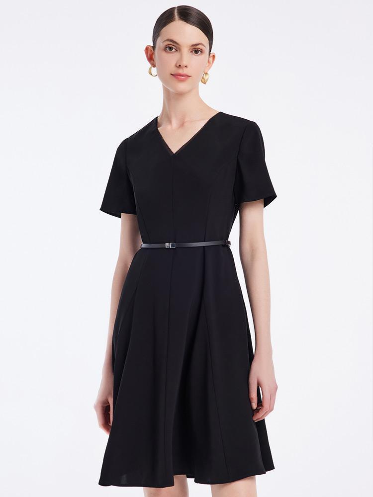 Triacetate Dress With Leather Belt GOELIA