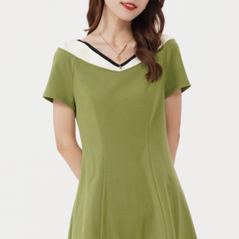 V-Neck Slim Patchwork Dress GOELIA