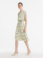19 Momme Mulberry Silk Iris Printed Women Half Skirt GOELIA