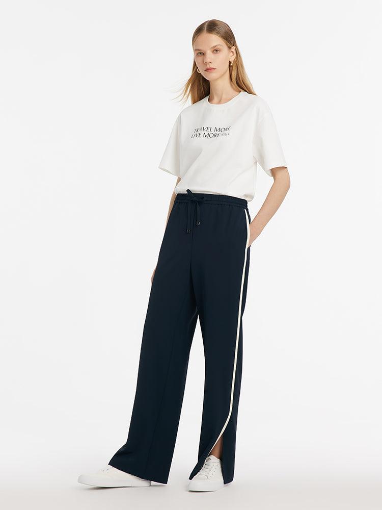 Contrast Full Length Straight Pants GOELIA