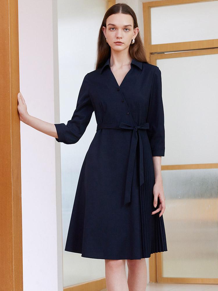 V-neck Double Layer Wrap Dress GOELIA