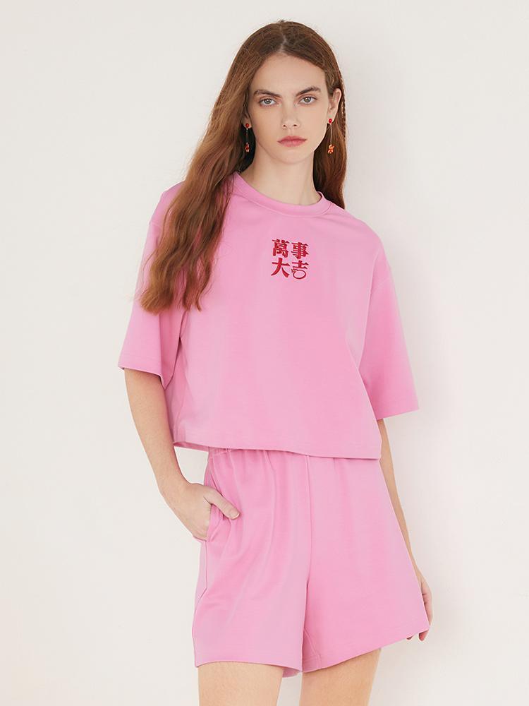 Pink Short Sleeve Two-Piece Set GOELIA