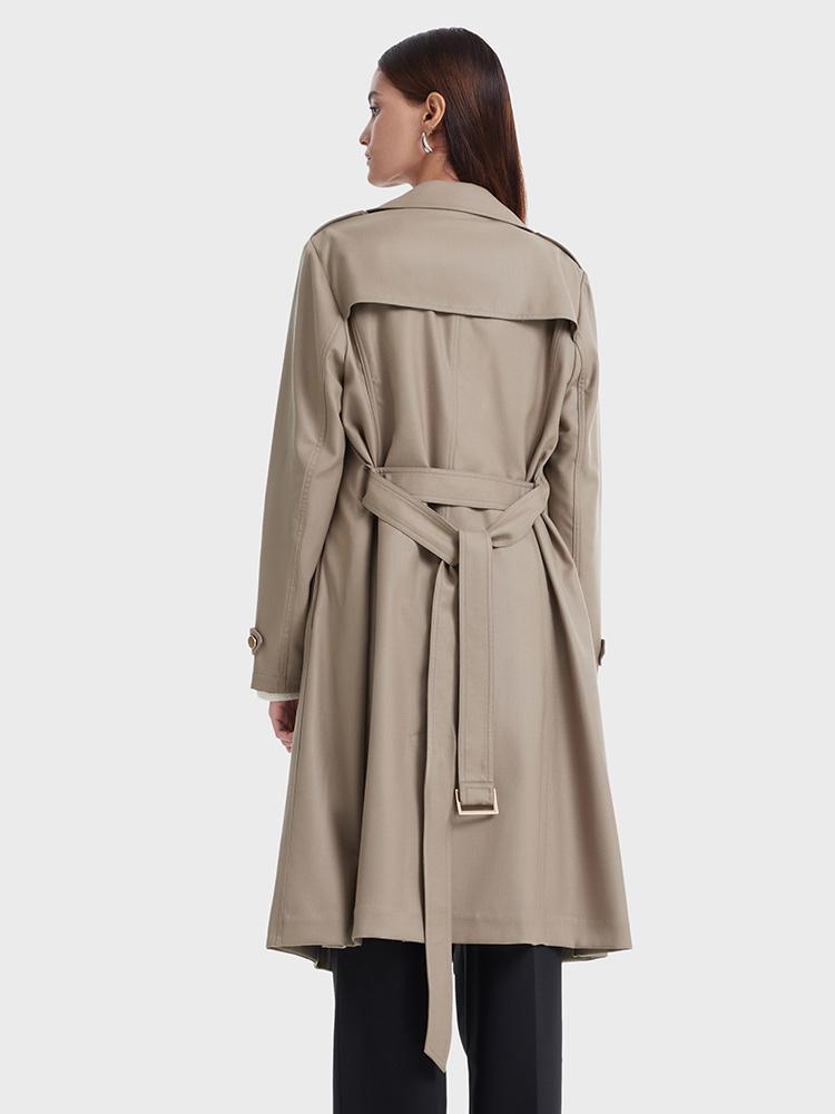 Worsted Wool Trench Coat With Belt GOELIA