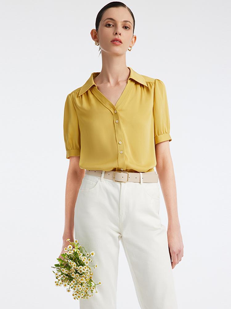 22 Momme Stretch Silk Woven Shirt GOELIA