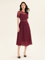 Short Sleeve Mesh Layered Dress Test Test GOELIA