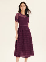 Short Sleeve Mesh Layered Dress Test Test GOELIA