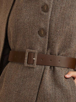 Coffee Brown Washable Wool Two-piece Cloak GOELIA