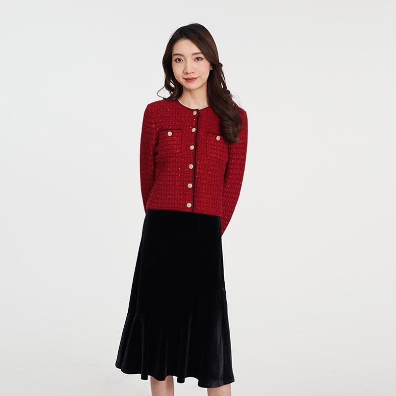 Cardigan en laine thermostatique en fil de perles 