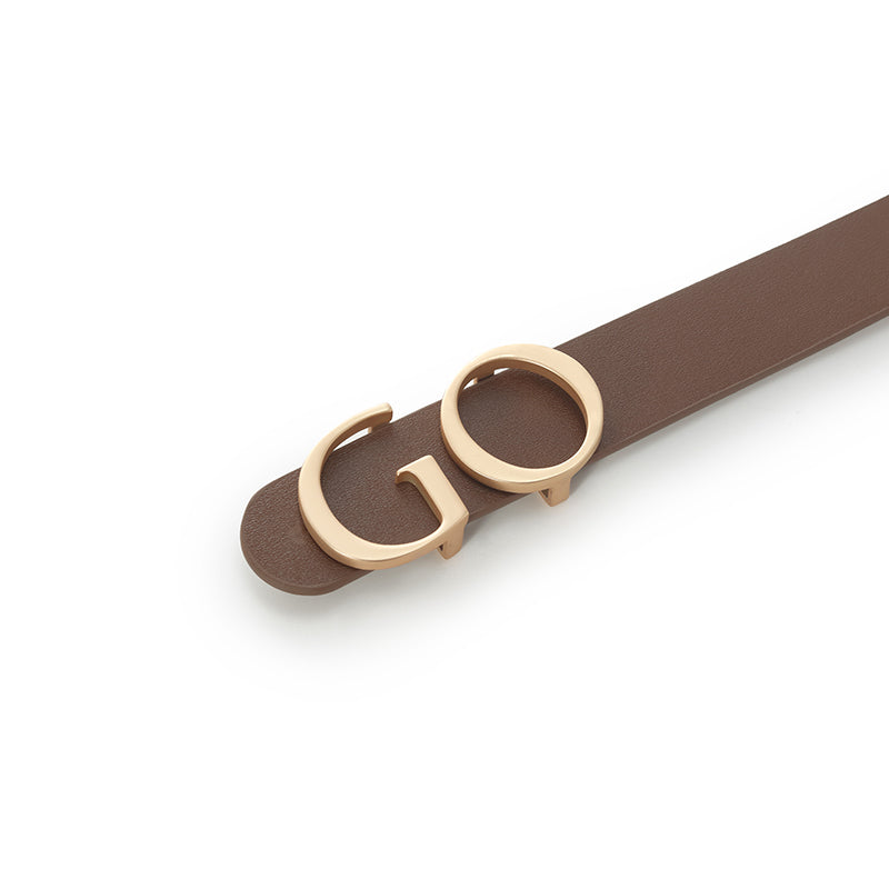 GO Letter Middle Size Women Leather Belt GOELIA