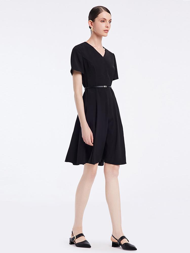 Triacetate Dress With Leather Belt GOELIA