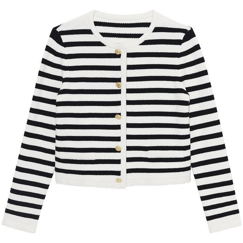 Button Up Wool Striped Cardigan GOELIA