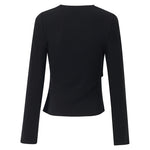 Crossover Gathered Waist Women Knit Top GOELIA