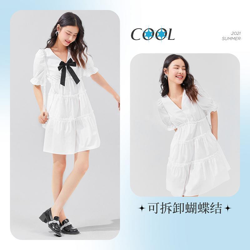 Ice Cool V-Neck Bowknot Dress GOELIA