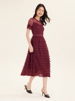 Short Sleeve Mesh Layered Dress Test Test GOELIA