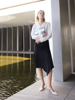 White Acetate V-Neck Women Blouse GOELIA