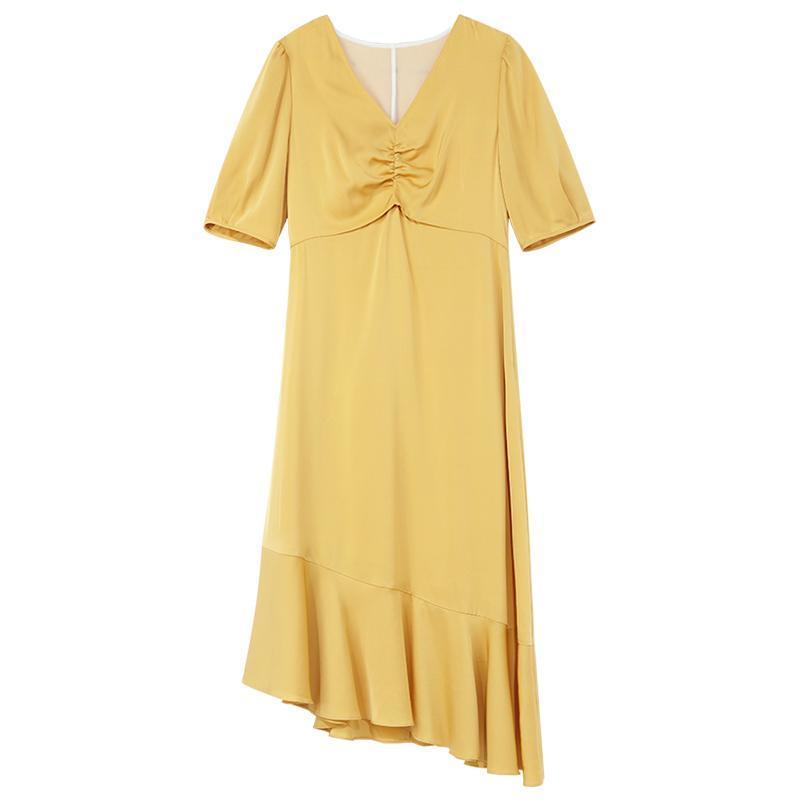 22 Momme Silk Puff Sleeve Dress GOELIA