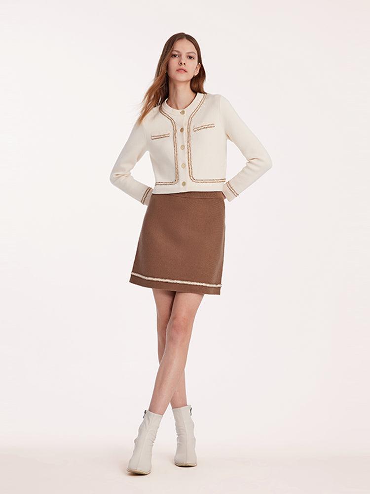 Knitted Tweed Jacket And Skirt Two-Piece Suit New GOELIA