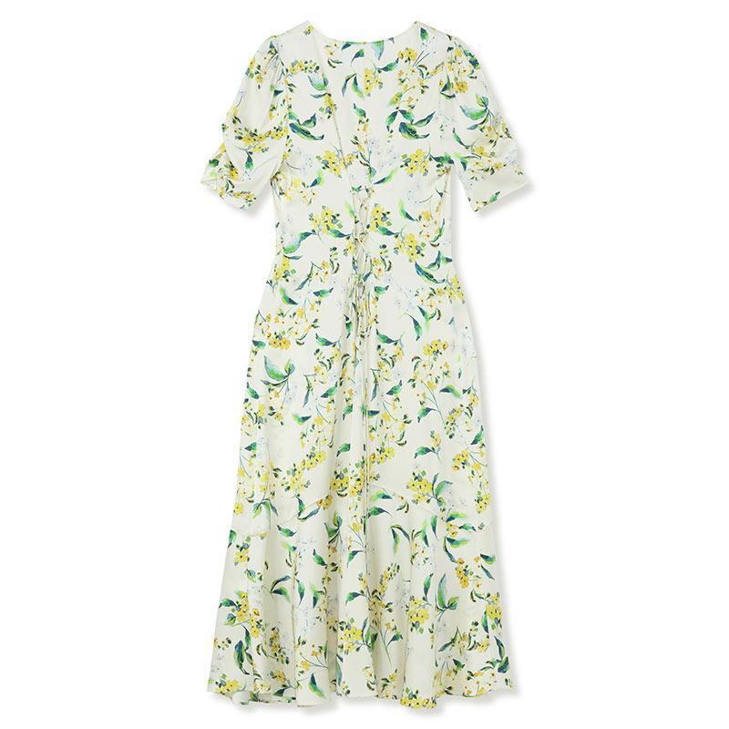 19 Momme Stretch Silk Floral Dress GOELIA