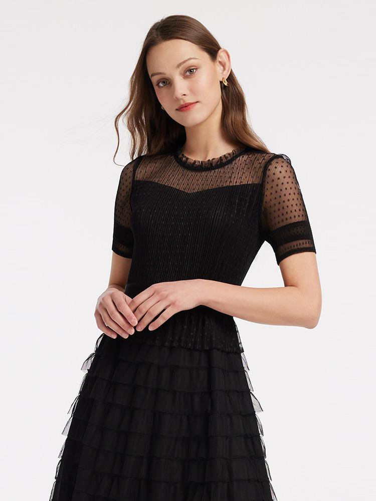 Short Sleeve Mesh Layered Dress GOELIA