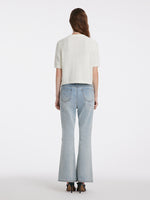 Pure Cotton Openwork Round Neck Knitted Women Cardigan GOELIA