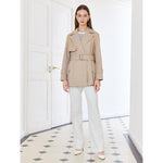 Crop Women Trench Coat With Belt GOELIA