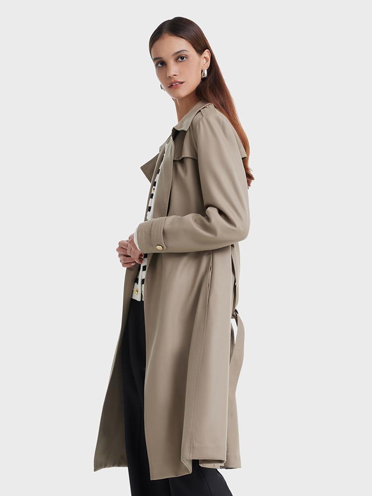 Worsted Wool Trench Coat With Belt GOELIA