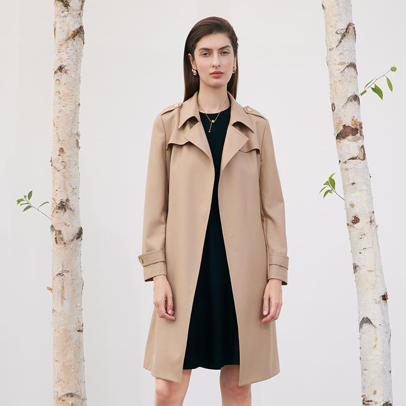 Worsted Wool Trench Coat With Belt GOELIA