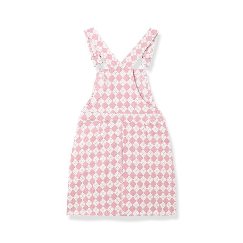 Pink Jacquard Denim Pinafore Dress GOELIA